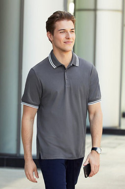 Devon & Jones DG20C - Mens CrownLux Performance Plaited Tipped Polo