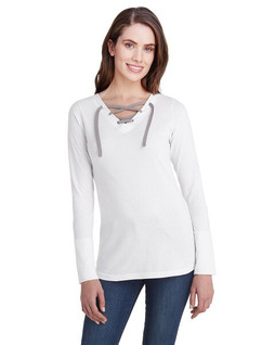 LAT LA3538 - Ladies Long Sleeve Fine Jersey Lace-Up T-Shirt
