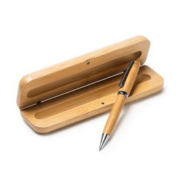 BODONI Fantastic twist ball pen made of bamboo with metallic details - EgotierPro BL8041