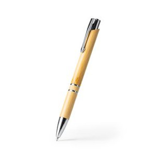BESKY Ball pen with body in bamboo and push button in metal finish - EgotierPro BL8093