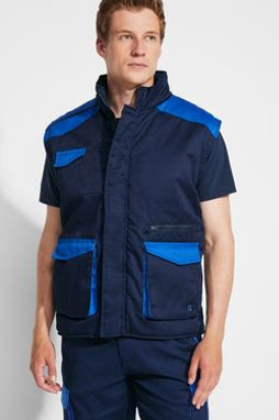 Roly CQ8414 - ARMADA Multipocket Arbeitsweste in Farbkombination mit hohem Kragen