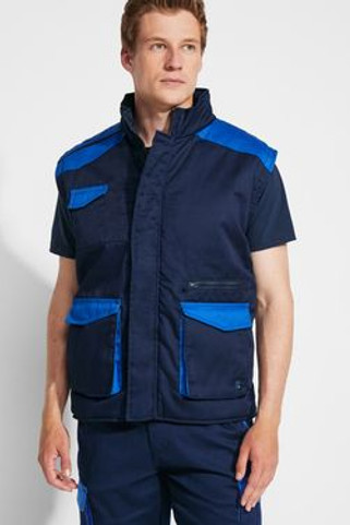 Roly CQ8414 - ARMADA Gilet de travail multi-poches avec col montant en couleurs combinés