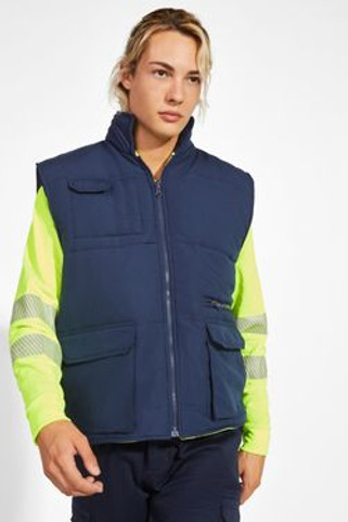 Roly HV9313 - PERSEI Gilet réversible multi-poches haute visibilité avec col montant