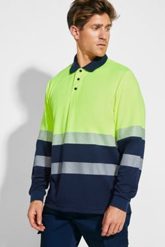 Roly HV9316 - VEGA LS High-visibility long-sleeve polo shirt in technical fabric