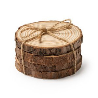 PINEA Fantastic set of 4 coasters made of natural pine wood - EgotierPro PV4140
