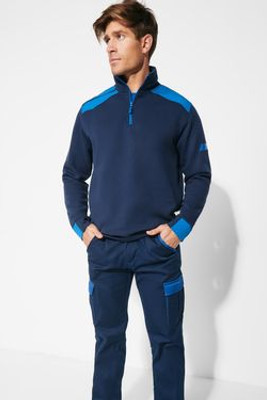 Roly SU8413 - MAVERICK Sweat à col montant et demi-zip de couleurs combinés