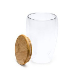 VERTUS Double-walled glass made of borosilicate glass with bamboo lid - EgotierPro VA4133