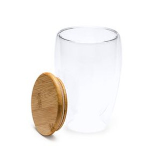 VERTUS Double-walled glass made of borosilicate glass with bamboo lid - EgotierPro VA4133
