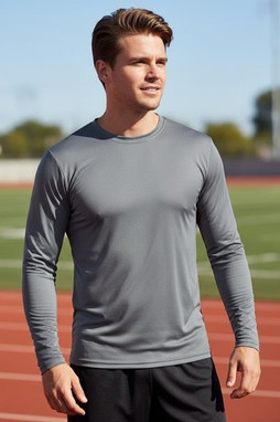 Blank Activewear M635 - Mens Long Sleeve T-Shirt, 100% Polyester Interlock, Dry Fit