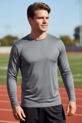 Blank Activewear M635 - Mens Long Sleeve T-Shirt, 100% Polyester Interlock, Dry Fit