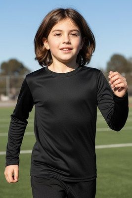 Blank Activewear Y635 - Youth Long Sleeve T-shirt, 100% Polyester Interlock, Dry Fit