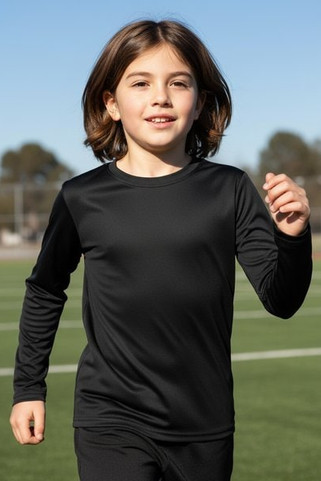 Blank Activewear Y635 - Youth Long Sleeve T-shirt, 100% Polyester Interlock, Dry Fit