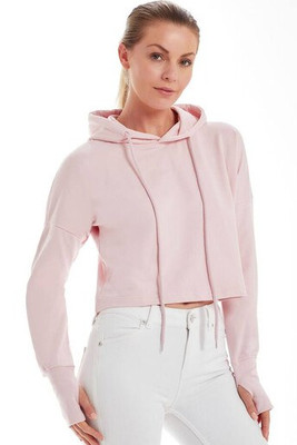 MANTIS MT140 - Organic Cotton Cropped Hoodie with Thumbhole Cuffs