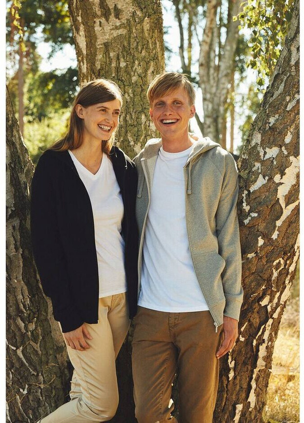 Neutral T63301 - FELPA CON CAPPUCCIO UNISEX IN COTONE TIGRATO CON ZIP