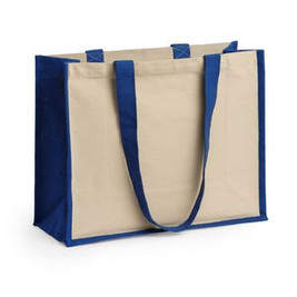 NANTES Bag in laminated jute with long handles and both sides in cotton - EgotierPro BO7110