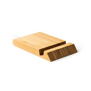 GAMMA Wireless charger with support for mobile phones and tablets made of bamboo - EgotierPro CR3027