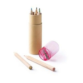 MABEL Wooden 6-pencil set in a recycled cardboard case with translucent colour cap - EgotierPro LA8089
