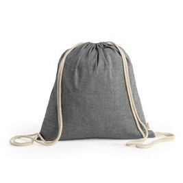 BRESCIA Drawstring bag made of 120 gsm recycled cotton in heather finish and cords in natural colour - EgotierPro MO7165