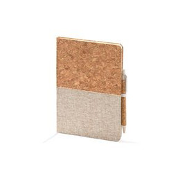 ROBIN A5 notebook with hard covers in cork and cotton - EgotierPro NB8081