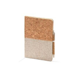 ROBIN A5 notebook with hard covers in cork and cotton - EgotierPro NB8081