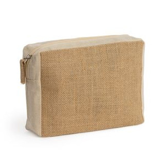 ARONA Practical toilet bag in cotton and laminated jute - EgotierPro NE7563