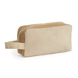 SIENA Toilet bag in cotton and laminated jute - EgotierPro NE7564