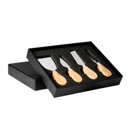 EDAM Cheese set with 4 utensils in stainless steel and wooden handle - EgotierPro QU4101