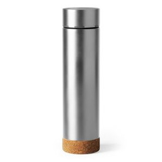 TAYOX Doppelwandige Thermosflasche aus 304 Edelstahl mit Teeei und Korkboden - EgotierPro TE4056