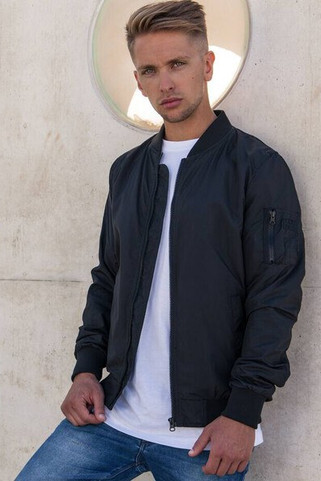 Radsow RBY045 - Mens Classic Ribbed Bomber Jacket with Sleeve Pocket