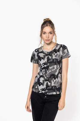 Kariban K3031 - Damen-T-Shirt Camo mit kurzen Ärmeln