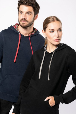 Kariban K4013 - Unisex Kapuzenpullover mit Kontrastmuster