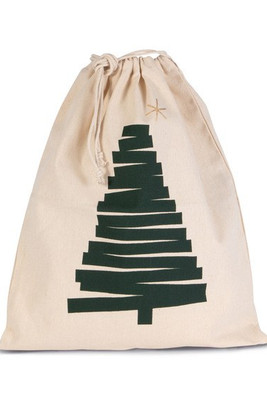 Kimood KI0746 - Sac coton à cordon motif sapin