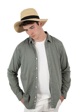 K-up KP610 - Elegant Borsalino-Style Straw Hat with Wide Brim