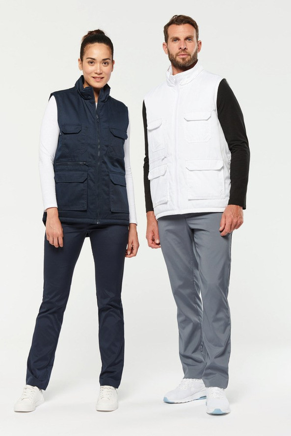 WK. Designed To Work WK607 - Unisex padded multi-pocket polycotton vest