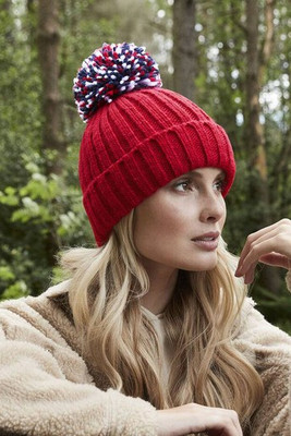 BEECHFIELD BF390 - Luxurious Shearling Lined Pom Pom Beanie