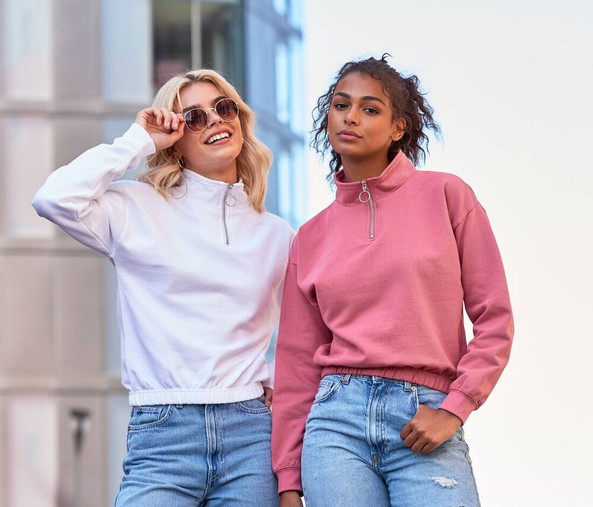 AWDIS JH037 - Moletom Feminino Cropped com Zíper e Fleece