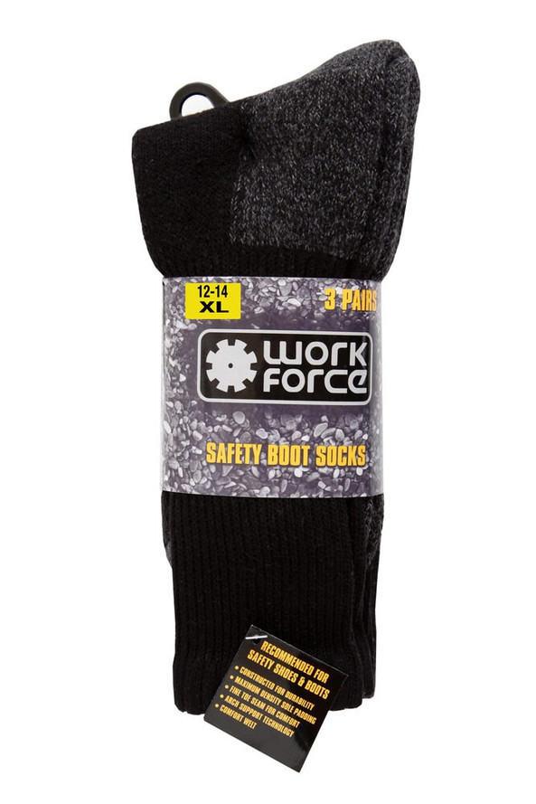 Work Force WFH0093 - XL Heavy Duty Cushioned Safety Boot Socks 3 Pack