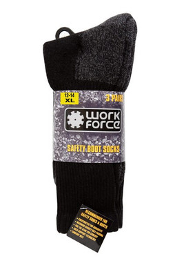 Work Force WFH0093 - XL Heavy Duty Cushioned Safety Boot Socks 3 Pack
