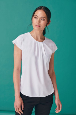 Henbury H597 - Elegant Pleated Front Blouse with Capped Sleeves