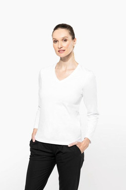 Kariban Premium PK307 - T-shirt Supima® maniche lunghe e scollo a V