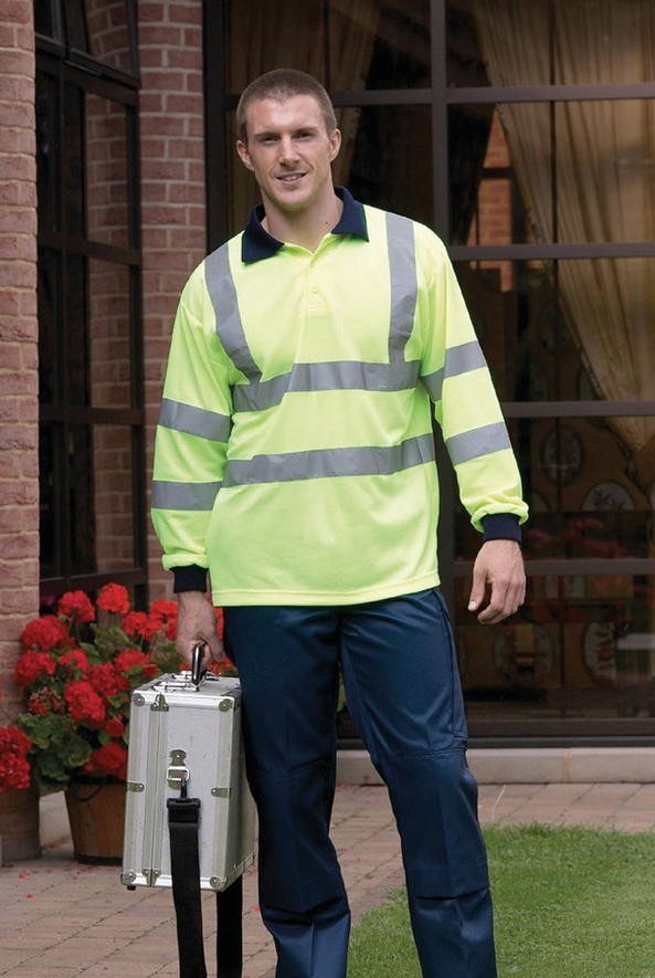 Yoko YHVJ310 - YOKO Langärmliges Poloshirt in Warnfarbe