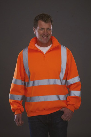 Yoko YHVK06 - Hi-Vis Zip Neck Sweatshirt