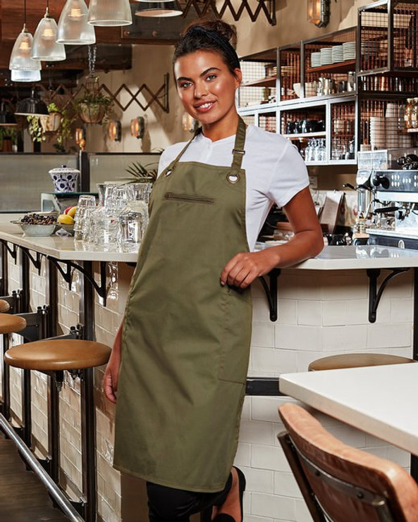 Artisan Collection by Reprime RP121 - Unisex Barley Contrast Stitch Sustainable Bib Apron
