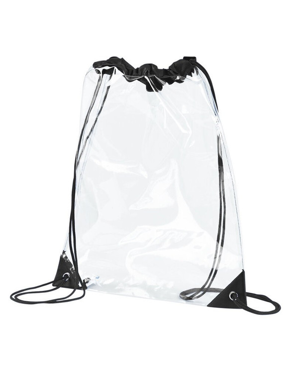 BAGedge BE253 - Clear PVC Drawstring Backpack with Contrasting Straps