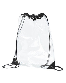 BAGedge BE253 - Clear PVC Drawstring Backpack with Contrasting Straps