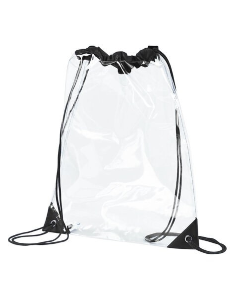 BAGedge BE253 - Clear PVC Drawstring Backpack with Contrasting Straps