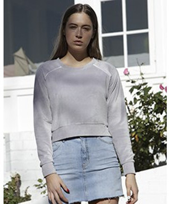 US Blanks US538 - Ladies Velour Long Sleeve Crop T-Shirt