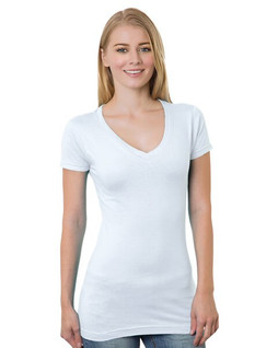 Bayside BA3407 - Juniors 4.2 oz., Fine Jersey V-Neck T-Shirt