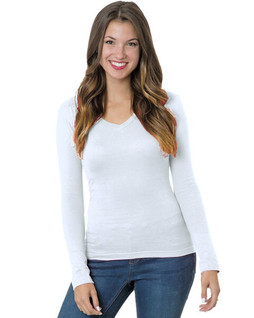 Bayside BA3415 - Juniors 4.2 oz.,  Fine Jersey Long-Sleeve V-Neck T-Shirt