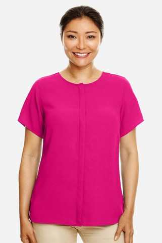 Devon & Jones DP612W - Ladies Perfect Fit  Short-Sleeve Crepe Blouse